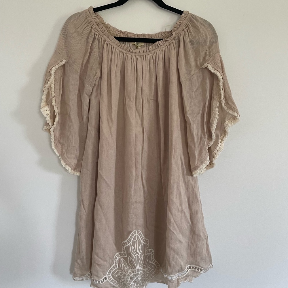 KORI AMERICA Bohemian Lace Neutral Women's Tunic Top Size XS- Small
